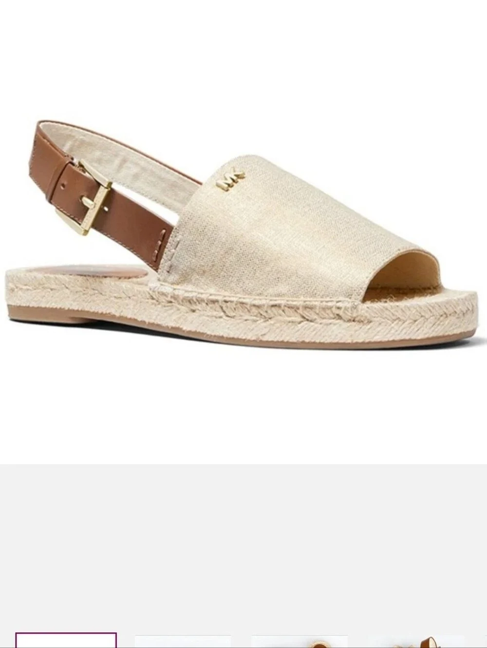 Michael Kors Fisher Metallic Gold Espadrille Sandals Size 9